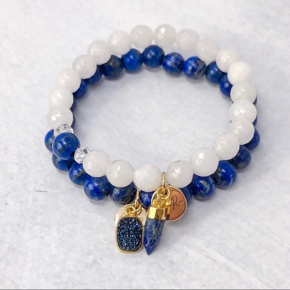 Set of Lapis • Jade • Natural Stone Bracelets - Picture 5 of 7